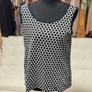 Lands' End Black and White Polka Dot Tank Top